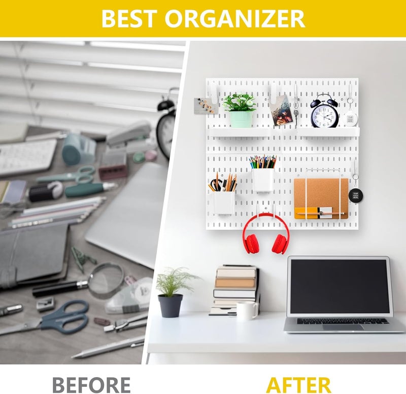 VIGIND Pegboard Combination kit, 4 Pegboards and 12 Accessories Modular Hanging for Wall Organizer,Suitable for Wall Storage,Crafts Organization,Decorative Display,11''x11'' Each - Image 5